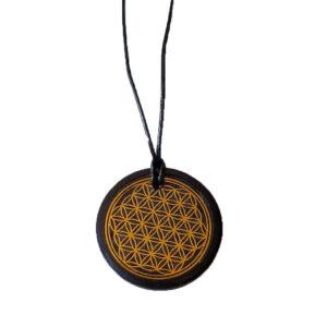 Shungite Flower of Life Hanger rond 3,5 cm